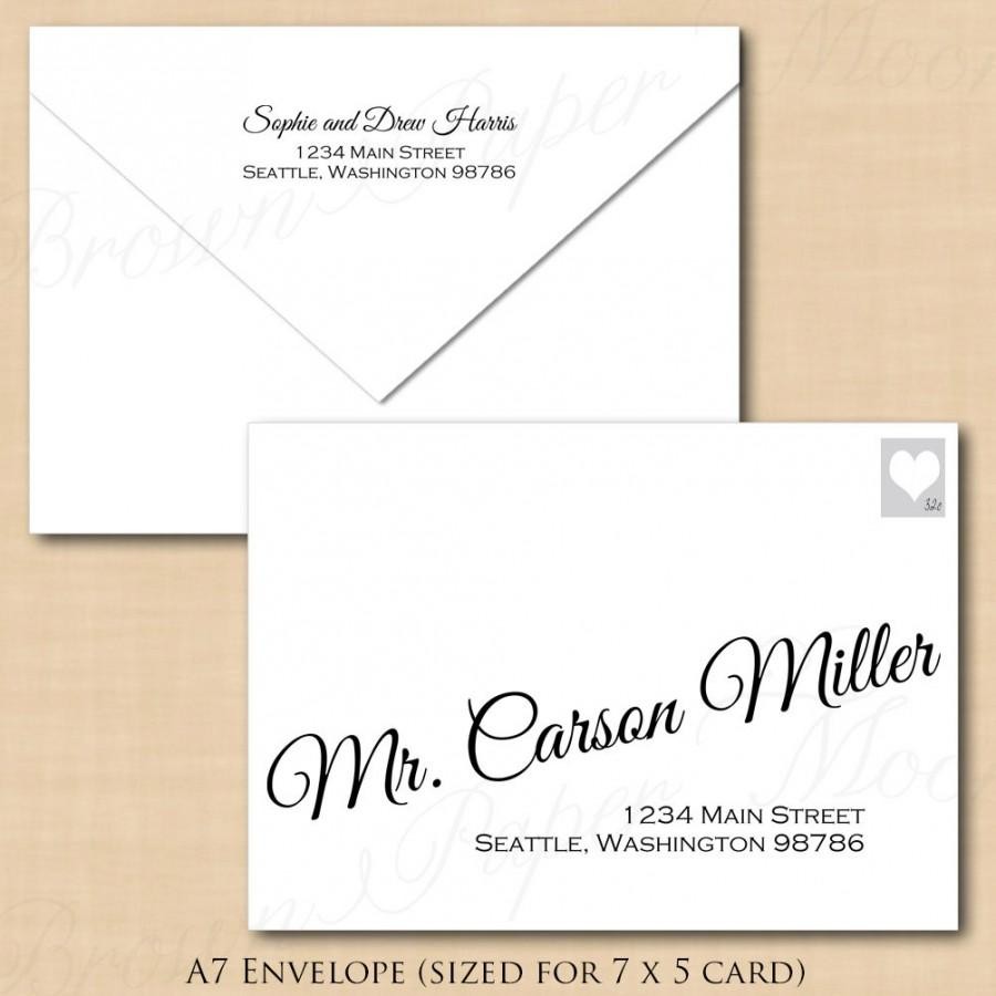 Change All Colors Calligraphy Address Wedding Envelope Template A7 Word