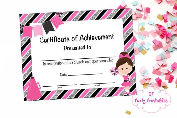 Cheerleading Certificate Award DIY Free Printable