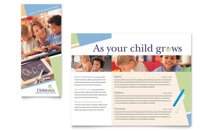 Child Care Preschool Brochure Template Design Ideas