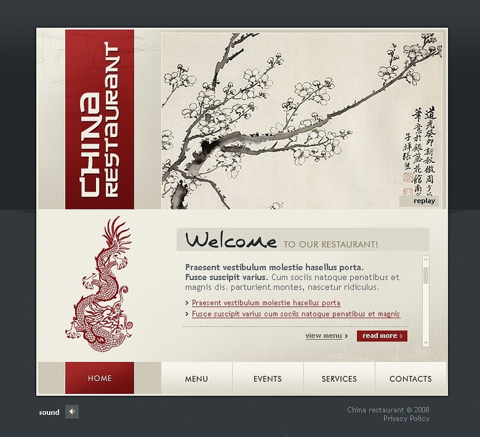 Chinese Restaurant Flash Template 20096 Asian