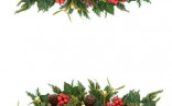 Christmas Background Border With Gold Noel Sign Holly Ivy Stock