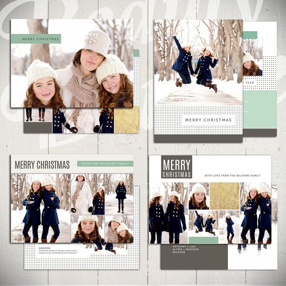 Christmas Card Template Templates Bright White Set Of For Photographers