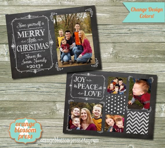 Christmas Chalkboard Holiday Card Photoshop Template Etsy