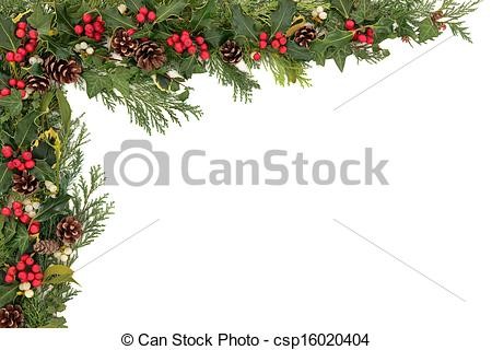 Christmas Floral Border Background With Ivy