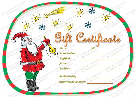 Christmas Gift Certificate Template 16 Word PDF Documents Santa