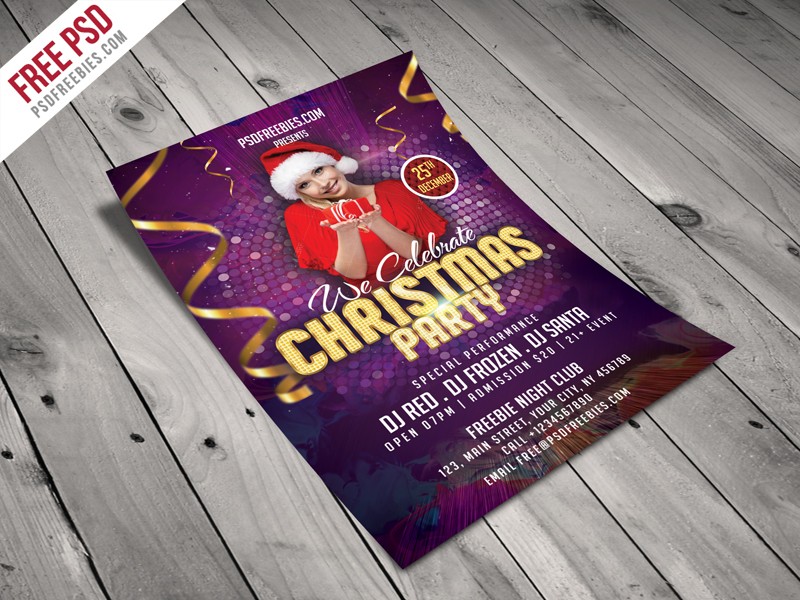 Christmas Night Party Flyer Template Free PSD PSDFreebies Com Flyers Templates Psd