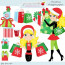 Christmas Shopping Spree BLONDE Cute Digital Clipart