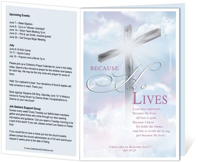 Church Bulletin Templates Cross Template With Layout