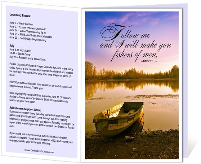Church Bulletins Templates I Will Make You Fishers Of Men How To A Program
