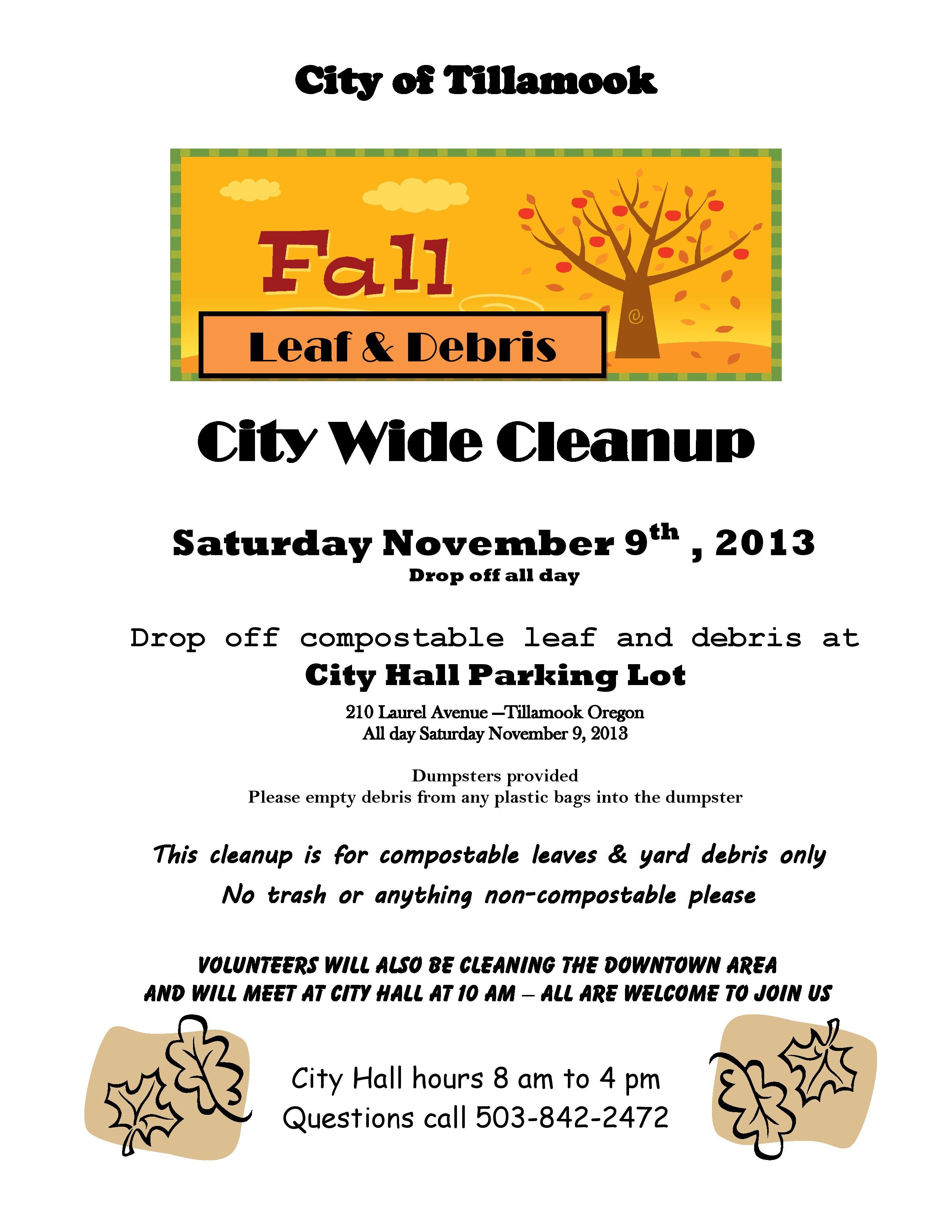 City Of Tillamook Fall Clean Up 2013 Flyers