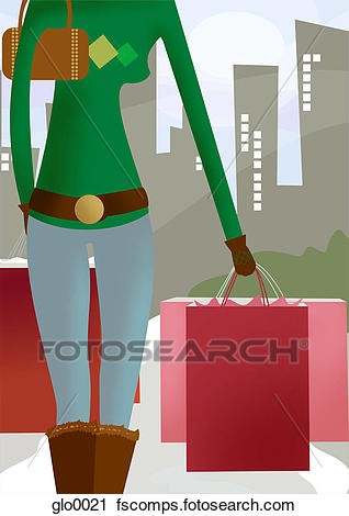 Clipart Of A Woman On Her Winter Shopping Spree Glo0021 Search