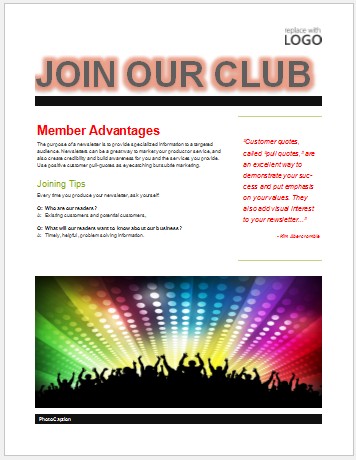 Club Flyer Template Membership Free