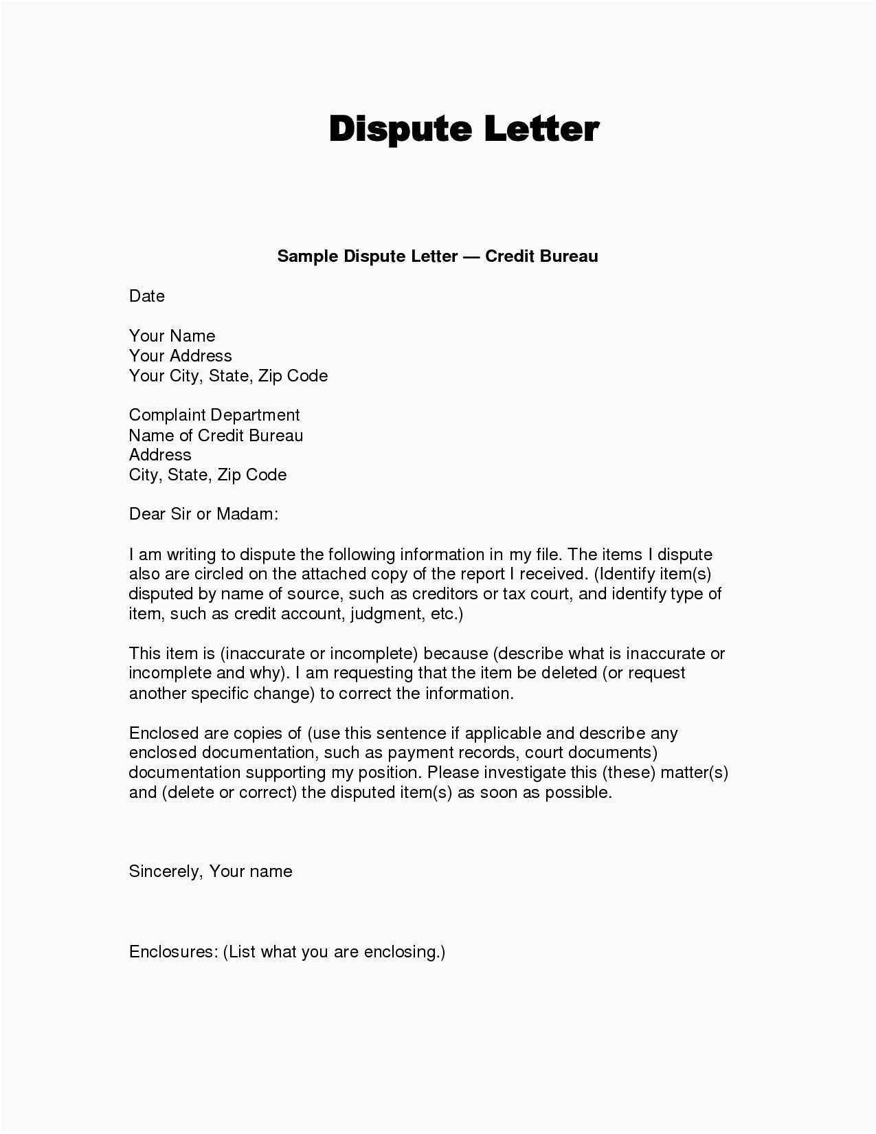 Collection Dispute Letter Template 2018 Free Section 609