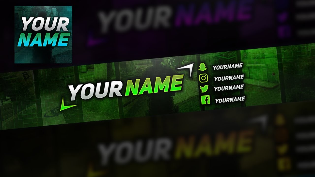 Colored Gaming YouTube Banner Avatar Template Free Download PSD