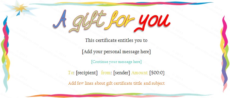 Colorful Border Gift Certificate Template