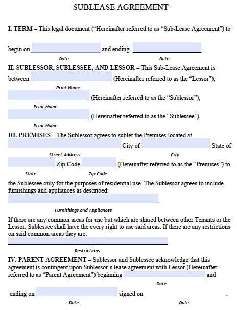 Commercial Sublease Agreement Gtld World Congress Template