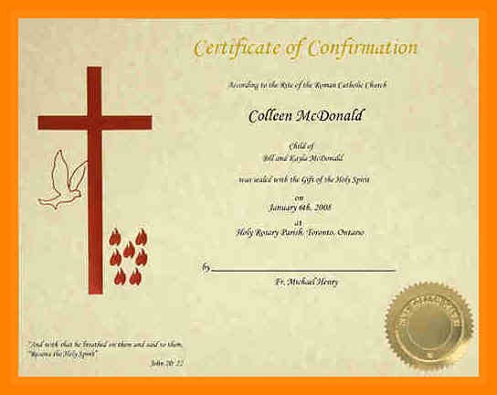 Confirmation Certificate Template Demire Agdiffusion Com Catholic