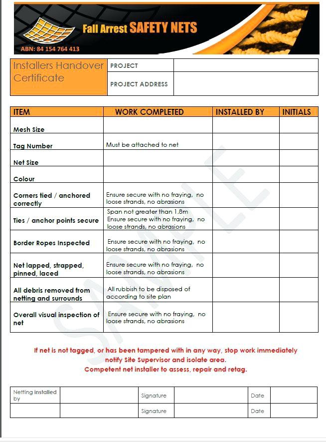 Construction Handover Certificate Template Project Scaffold