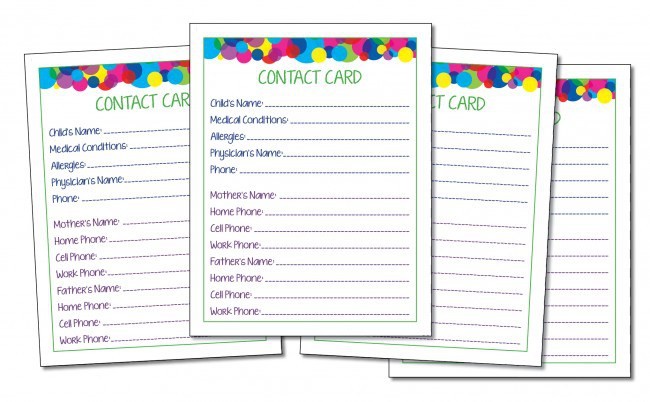 Contact Card With Emergency And Medical Information Free Printable Cards