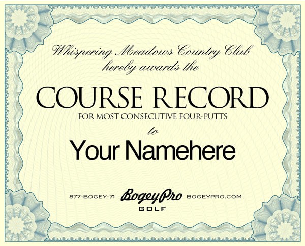 CONTEST BogeyPro Golf T Shirt Design Contest Fake Handicap Certificate
