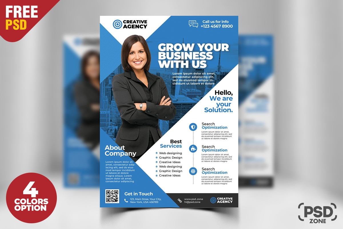 Corporate Business Flyer Free PSD Set Zone