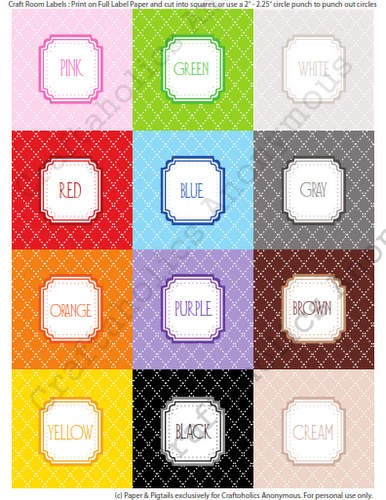 Craftaholics Anonymous Free Printable Color Labels Square
