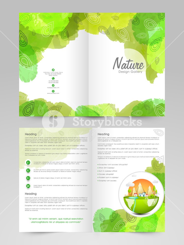 Creative Ecological Brochure Template Or Flyer Design With Green