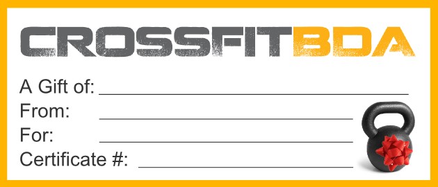 CrossFit BDA THE GIFT OF FITNESS Gym Gift Certificate