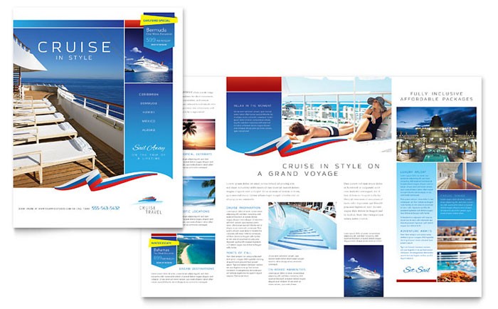 Cruise Travel Brochure Template Design Ship
