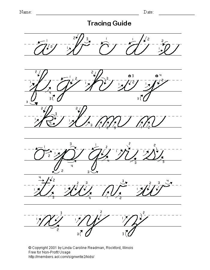 Cursive Letter Template Calligraphy Letters Templates Printable