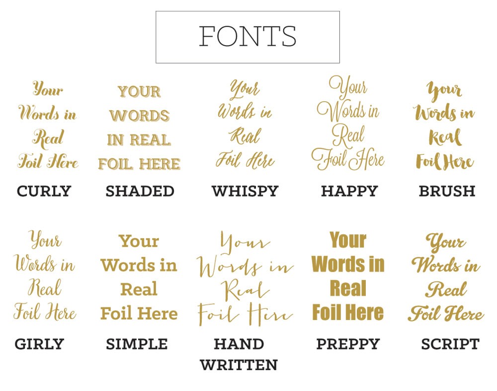 Custom Foil Wedding Sign Art Print Fonts