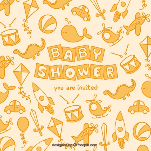 Cute Baby Shower Card With Toys Vector Free Download Wallpaper