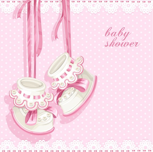 Cute Pink Baby Shower Card Vector Free In Encapsulated Wallpaper