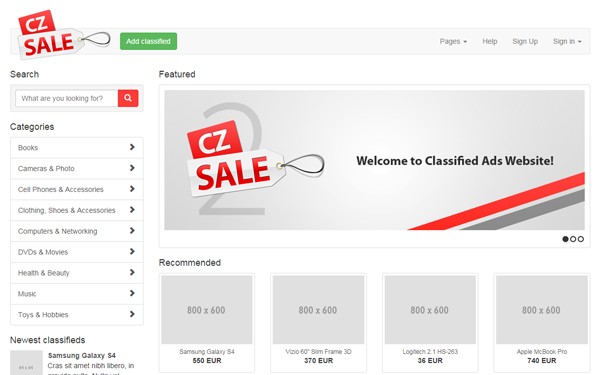 CZSale Classified Ads Website Template Business Corporate Bootstrap
