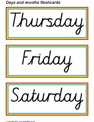 Days And Months Vocabulary Primary Teaching Resources Printables Sparklebox Flashcards