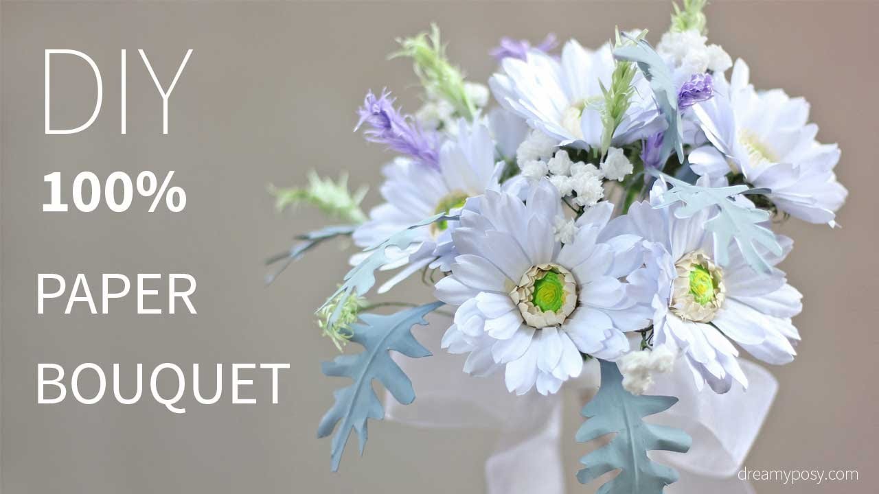 DIY Bridal Bouquet Of Gerbera Daisy From Printer Paper FREE Gerber Template