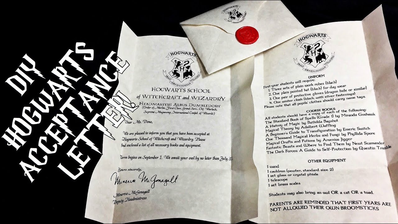 DIY Hogwarts Acceptance Letter Harry Potter YouTube Make Your Own