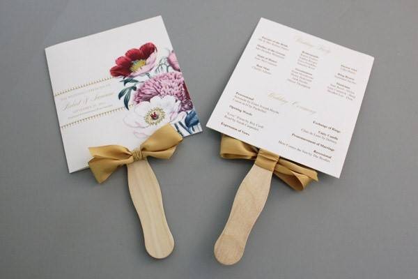 DIY Pretty Blooms Wedding Program Paddle Fan Fans