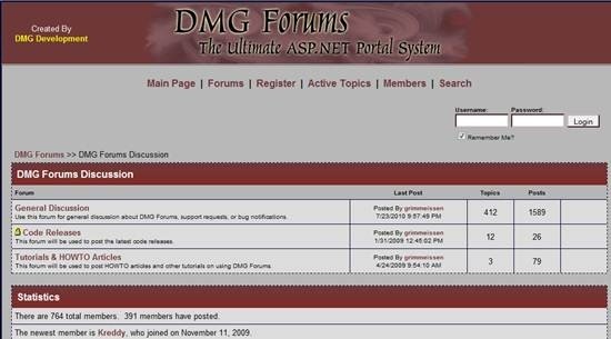 DMG Forums Free Forum Portal Application For ASP NET Dreamcss Pages