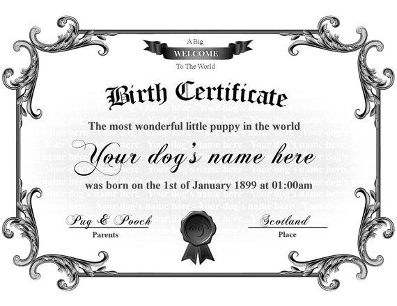 Dog Birth Certificate Template