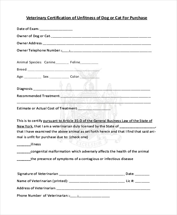 Dog Certificate Template 9 Free PDF Documents Download Veterinary Health