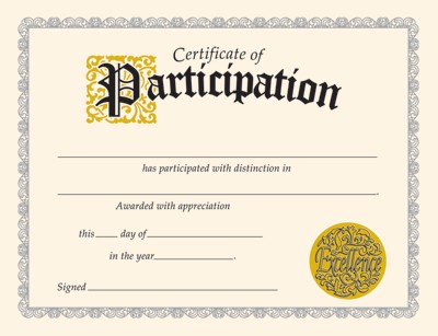 Dominie Certificate Of Participation Classic Certificates