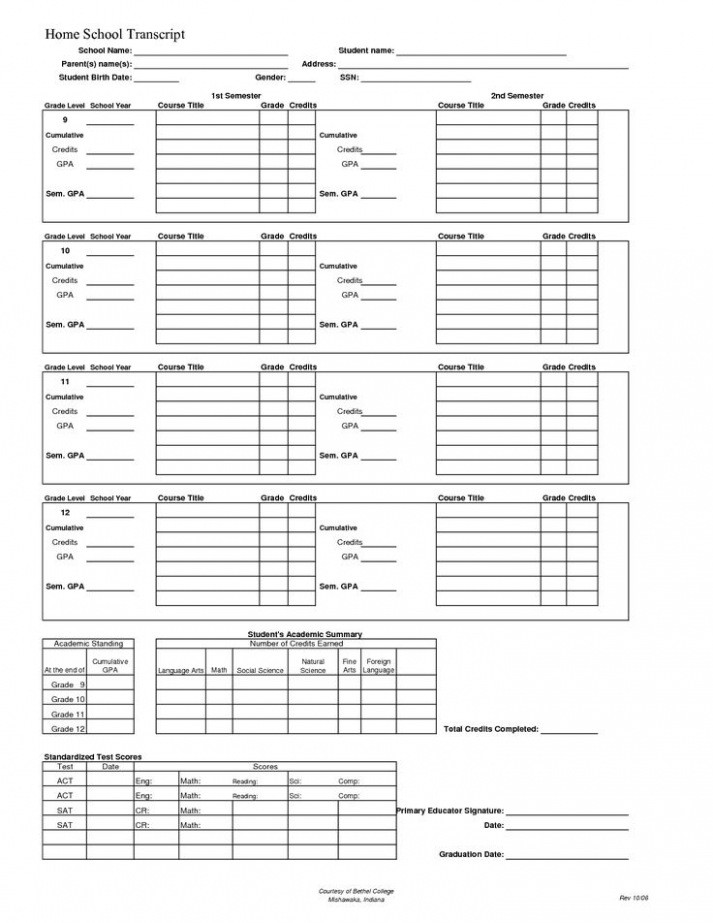 Download 1000 Images About High School Homeschool Transcripts On Transcript Template
