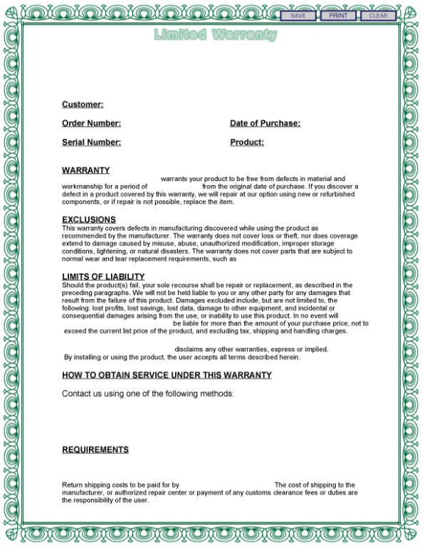 Download Free 22 Of Contractors Limited Warranty Template