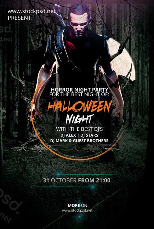Download Halloween Night Free PSD Flyer Template For Photoshop Psd