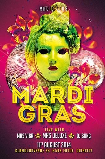Download The Mardi Gras Party Free PSD Flyer Template Templates