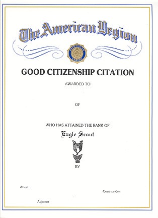 Eagle Scout Certificate American Legion Flag Emblem Template
