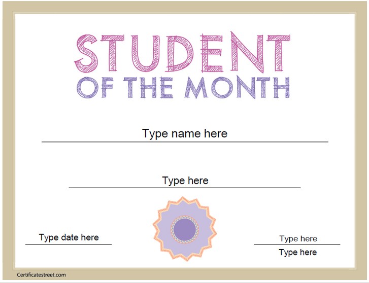 Education Certificates Student Of The Month Certificate Award Template