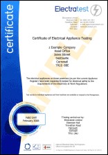 Electrical Safety Certificate Inspection And Testing Portable Appliance Template