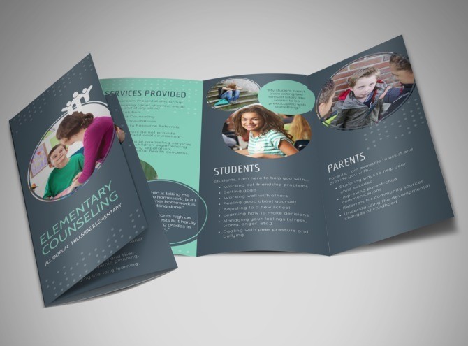 Elementary School Counseling Tri Fold Brochure Template